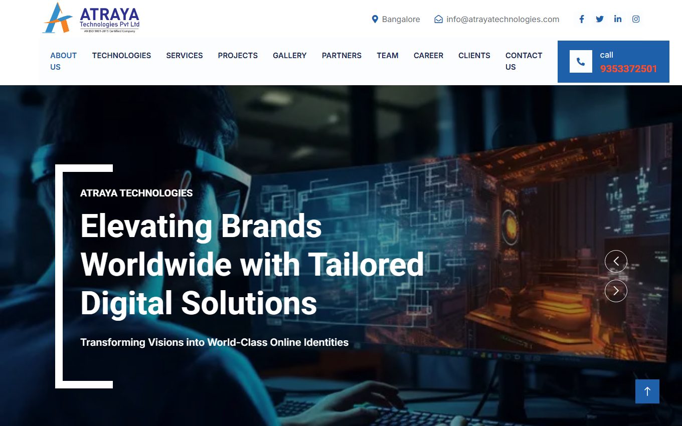 Atraya Technologies — Corporate web presence for an ISO-certified agency